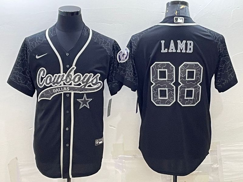 Men Dallas Cowboys 88 Lamb Black Reflector 2022 Nike Co branded NFL Jerseys